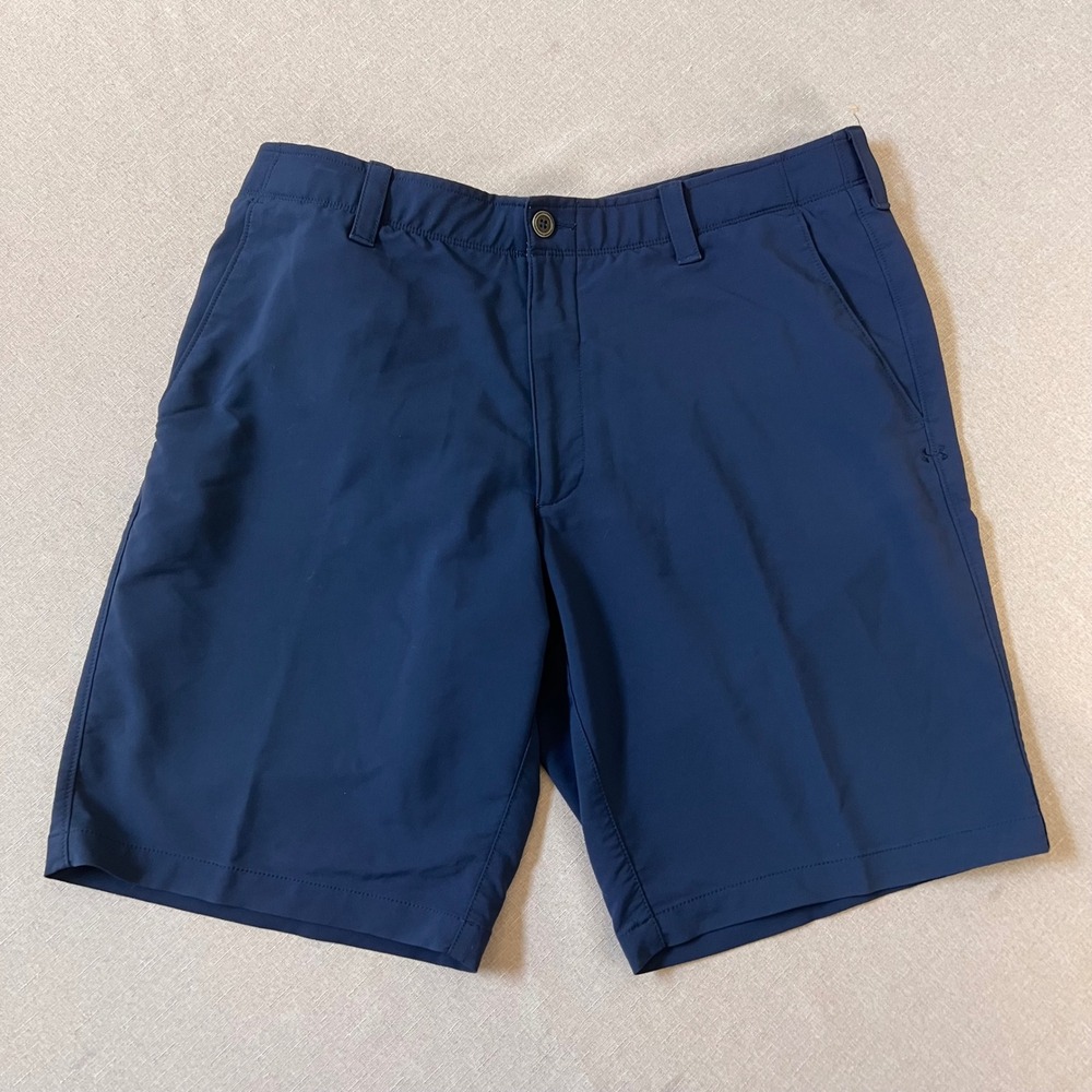 Under Armour Men's Navy Blue Performance Stretch Golf Shorts Size 40 Flat Front